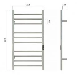 KWW 10-Bars Stainless Steel Wall Mounted Electric Towel Warmer Rack in Polished Silver -Toilet Storage Shop 10 bars polished silver towel warmers ktw01 2140p fa 1000