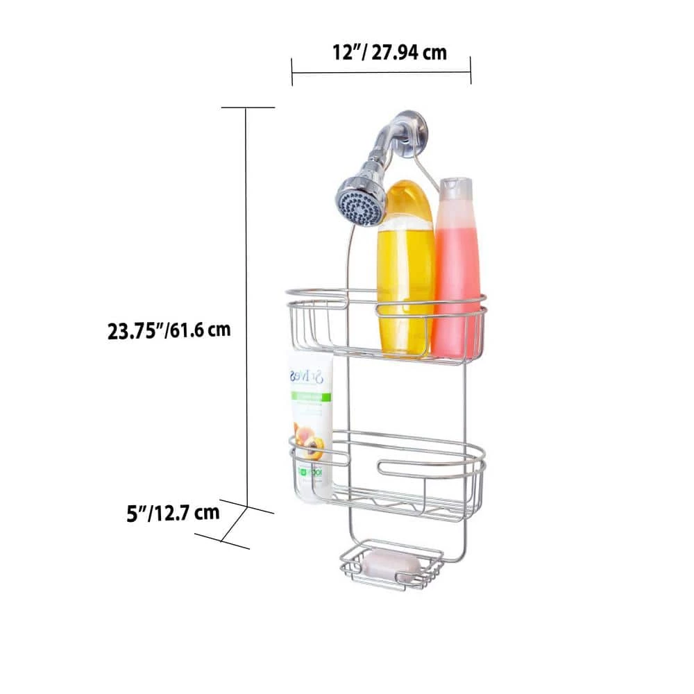 Home Basics Element Shower Caddy in Satin Nickel 7 Home Basics Element Shower Caddy in Satin Nickel - Image 5