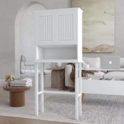 Unbranded Engles 30.55 in. W x 69.29 in. H x 9.84 in. D Antique White Over-The-Toilet Storage in Antique White -Toilet Storage Shop antique white over the toilet storage yxx x149 31 1000