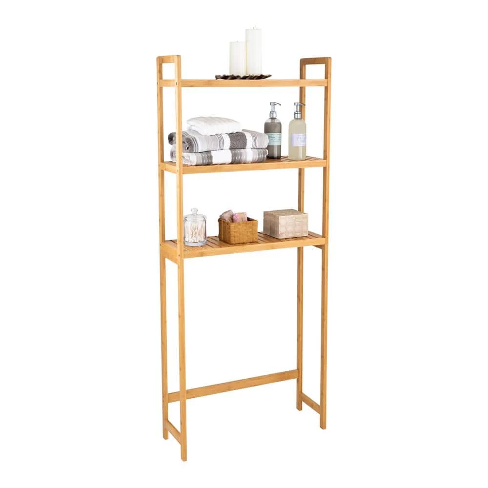 OIA 10 in. x 28 in. x 66.5 in. Over the Toilet Bamboo Space Saver Shelf 5 OIA 10 in. x 28 in. x 66.5 in. Over the Toilet Bamboo Space Saver Shelf - Image 3