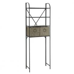 4D Concepts Glendale 24 in. W x 71 in. H x 11 in. D Black Over-the-Toilet Storage with Basket Drawer