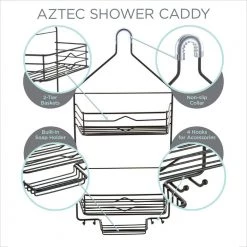Bath Bliss 2 Tier Aztec Shower Caddy in Matte Black 15 Bath Bliss 2 Tier Aztec Shower Caddy in Matte Black -Toilet Storage Shop black bath bliss shower caddies 10015 black 44 1000