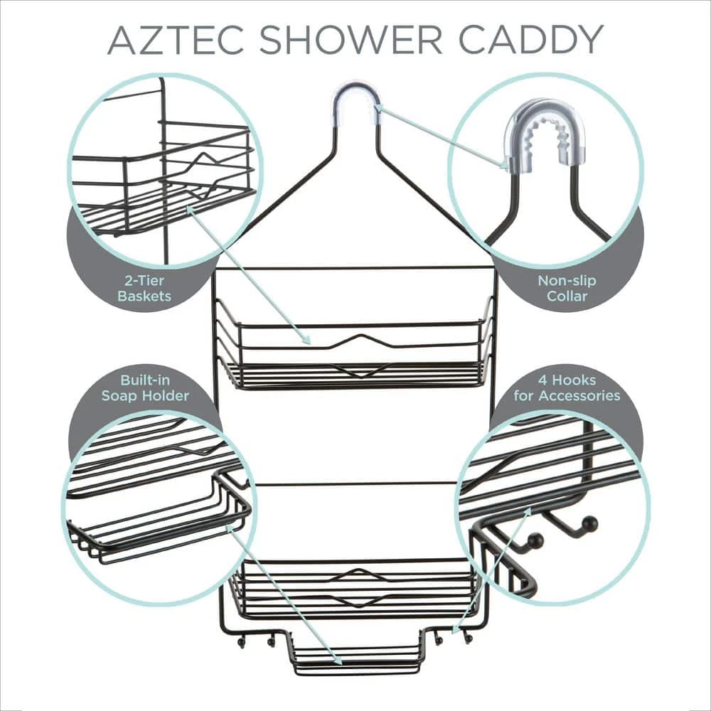 Bath Bliss 2 Tier Aztec Shower Caddy in Matte Black 8 Bath Bliss 2 Tier Aztec Shower Caddy in Matte Black - Image 6