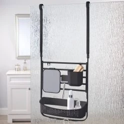 Bath Bliss Deluxe Flex Adjustable Shower Caddy in Matte Black -Toilet Storage Shop black bath bliss shower caddies 10090 mattblk 4f 1000