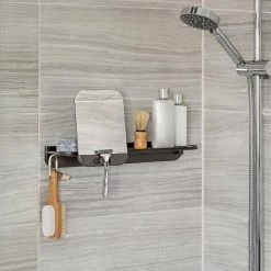 Better Living Aluminum Glide Shower Shelf in Black with Mirror -Toilet Storage Shop black better living shower caddies 11681 31 1000