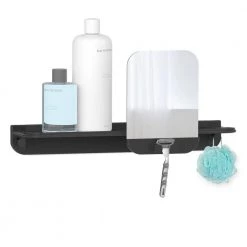 Better Living Aluminum Glide Shower Shelf in Black with Mirror -Toilet Storage Shop black better living shower caddies 11681 4f 1000