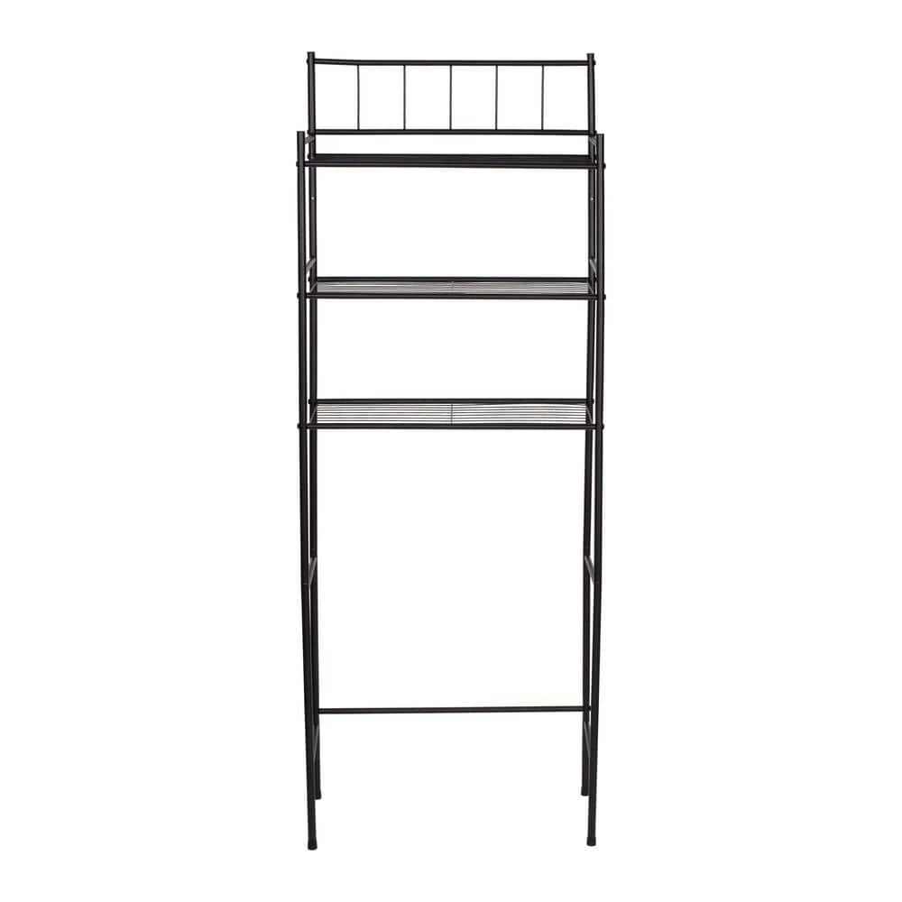 Honey-Can-Do 23.07 in. W x 65.24 in. H x 9.64 in. D Black Steel 3-Tier Over-the-Toilet Storage 5 Honey-Can-Do 23.07 in. W x 65.24 in. H x 9.64 in. D Black Steel 3-Tier Over-the-Toilet Storage - Image 3