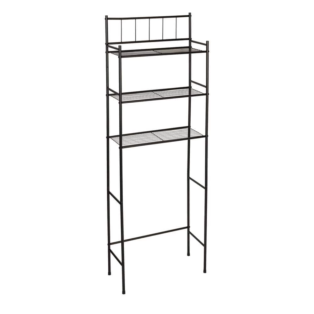 Honey-Can-Do 23.07 in. W x 65.24 in. H x 9.64 in. D Black Steel 3-Tier Over-the-Toilet Storage 4 Honey-Can-Do 23.07 in. W x 65.24 in. H x 9.64 in. D Black Steel 3-Tier Over-the-Toilet Storage - Image 2