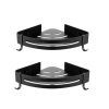 INSTER 2- Pack Wall Mount Stainless Steel Bathroom Corner Shelf with Rain Stand, Waterproof, Corrosion Resistant, in Black