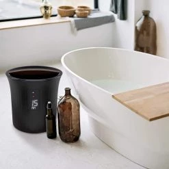 LIVEFINE Hot Towel Warmer for Spa with LED Display -Toilet Storage Shop black livefine towel warmers lfhttwl02bk 1f 1000