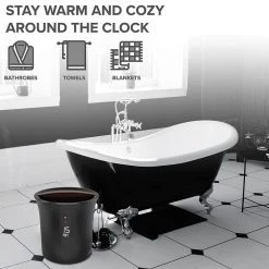 LIVEFINE Hot Towel Warmer for Spa with LED Display -Toilet Storage Shop black livefine towel warmers lfhttwl02bk fa 1000