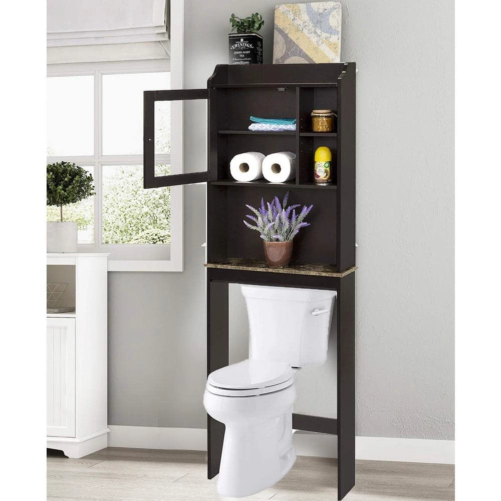 Unbranded 23.25 in. W x 69 in. H x 7.25 in. D Black Over-the-Toilet Storage Cabinet 6 Unbranded 23.25 in. W x 69 in. H x 7.25 in. D Black Over-the-Toilet Storage Cabinet - Image 4