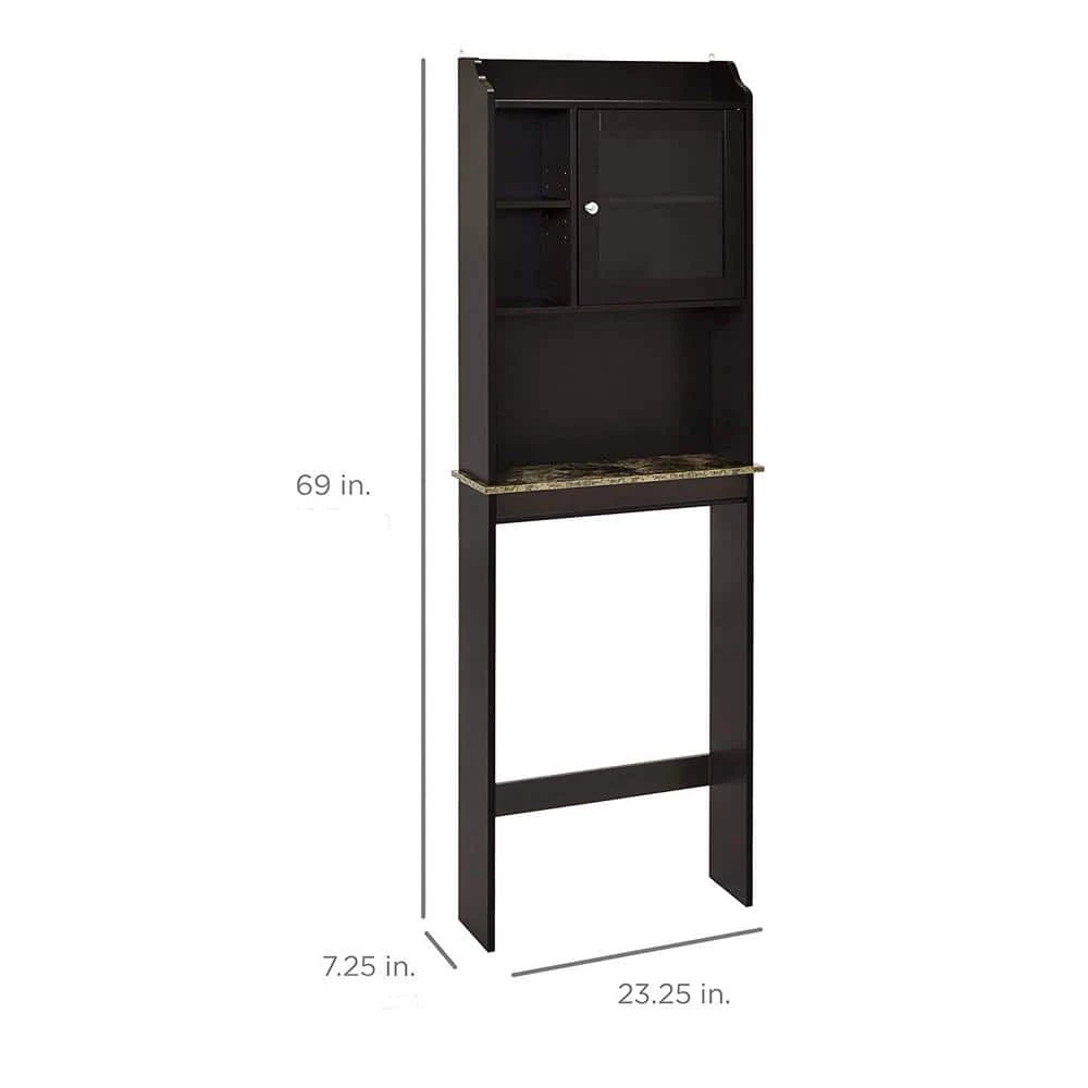 Unbranded 23.25 in. W x 69 in. H x 7.25 in. D Black Over-the-Toilet Storage Cabinet 4 Unbranded 23.25 in. W x 69 in. H x 7.25 in. D Black Over-the-Toilet Storage Cabinet - Image 2