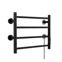 Unbranded 4-Bar Wall Mounted for Bathroom Plug-in or Hardwired Towel Warmer Stainless Steel with Timer in Black