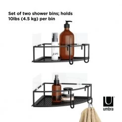 Umbra Cubiko Corner Bin in Black (Set of 2) -Toilet Storage Shop black umbra shower caddies 1018616 040 fa 1000