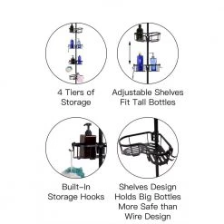 Utopia Alley Flat Shelf Rustproof Corner Shower Caddy 4 Adjustable Shelves in Black 15 Utopia Alley Flat Shelf Rustproof Corner Shower Caddy 4 Adjustable Shelves in Black -Toilet Storage Shop black utopia alley shower caddies pc13 4f 1000