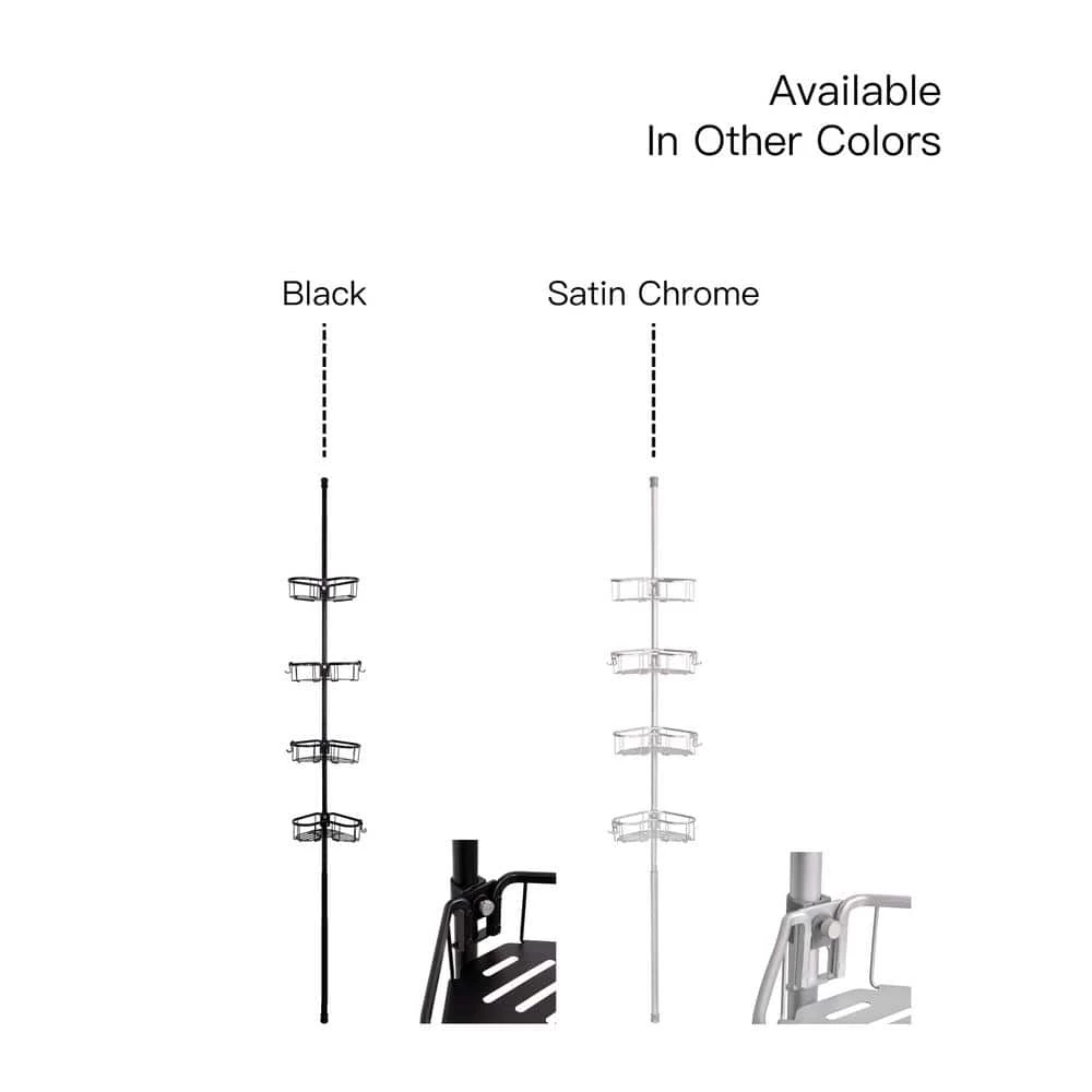 Utopia Alley Flat Shelf Rustproof Corner Shower Caddy 4 Adjustable Shelves in Black 5 Utopia Alley Flat Shelf Rustproof Corner Shower Caddy 4 Adjustable Shelves in Black - Image 3