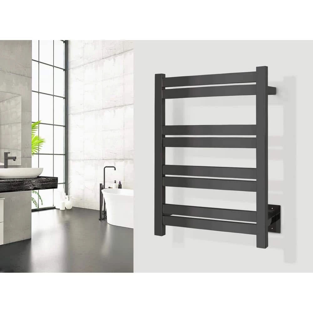 WarmlyYours Classic Maple 8-Bar Electric Hardwired Towel Warmer in Matte Black 4 WarmlyYours Classic Maple 8-Bar Electric Hardwired Towel Warmer in Matte Black - Image 2