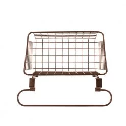 Spectrum Grid Over the Cabinet Towel Bar and Medium Basket in Bronze -Toilet Storage Shop bronze shower caddies 48524 44 1000