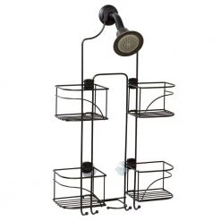 Zenna Home Expandable Shower Caddy for Hand Held Shower or Tall Bottles in Bronze