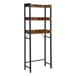 Benjara Hugh 9.8 in. W x 65 in. H x 24.8 in. D Brown Over-the-Toilet Storage Bathroom Rack in Brown and Black -Toilet Storage Shop brown and black benjara over the toilet storage bm274769 31 1000