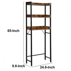 Benjara Hugh 9.8 in. W x 65 in. H x 24.8 in. D Brown Over-the-Toilet Storage Bathroom Rack in Brown and Black -Toilet Storage Shop brown and black benjara over the toilet storage bm274769 44 1000