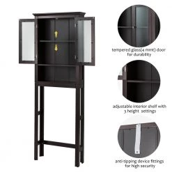 Glitzhome 24 in. W x 68.26 in. H x 7.5 in. D Espresso Over-the-Toilet Storage -Toilet Storage Shop brown glitzhome over the toilet storage gh1001003542 4f 1000