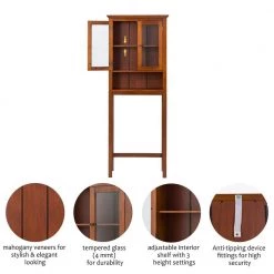 Glitzhome 26 in. W x 68.25 in. H x 9.25 in. D Brown Over-the-Toilet Storage -Toilet Storage Shop brown glitzhome over the toilet storage gh1517002245 77 1000