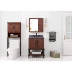Home Decorators Collection Alster 25 in. W x 65 in. H x 8 in. D Over-the-Toilet Storage in Brown Oak -Toilet Storage Shop brown oak home decorators collection over the toilet storage tj 0401s6525br 31 1000