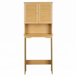 Unbranded 23.62 in. W x 62.4 in. H x 9.06 in. D Brown Over-the-Toilet Storage