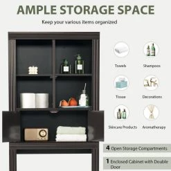 Gymax 24 in. W x 65 in. H x 8 in. D Brown Over-the-Toilet Storage Rack 2-Door Bathroom Space Saver Adjustable Shelf 16 Gymax 24 in. W x 65 in. H x 8 in. D Brown Over-the-Toilet Storage Rack 2-Door Bathroom Space Saver Adjustable Shelf -Toilet Storage Shop brown over the toilet storage gym09667 44 1000