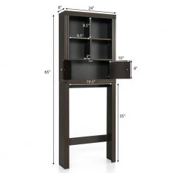 Gymax 24 in. W x 65 in. H x 8 in. D Brown Over-the-Toilet Storage Rack 2-Door Bathroom Space Saver Adjustable Shelf 13 Gymax 24 in. W x 65 in. H x 8 in. D Brown Over-the-Toilet Storage Rack 2-Door Bathroom Space Saver Adjustable Shelf -Toilet Storage Shop brown over the toilet storage gym09667 c3 1000