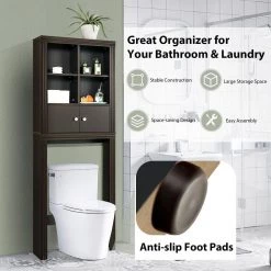 Gymax 24 in. W x 65 in. H x 8 in. D Brown Over-the-Toilet Storage Rack 2-Door Bathroom Space Saver Adjustable Shelf 17 Gymax 24 in. W x 65 in. H x 8 in. D Brown Over-the-Toilet Storage Rack 2-Door Bathroom Space Saver Adjustable Shelf -Toilet Storage Shop brown over the toilet storage gym09667 fa 1000