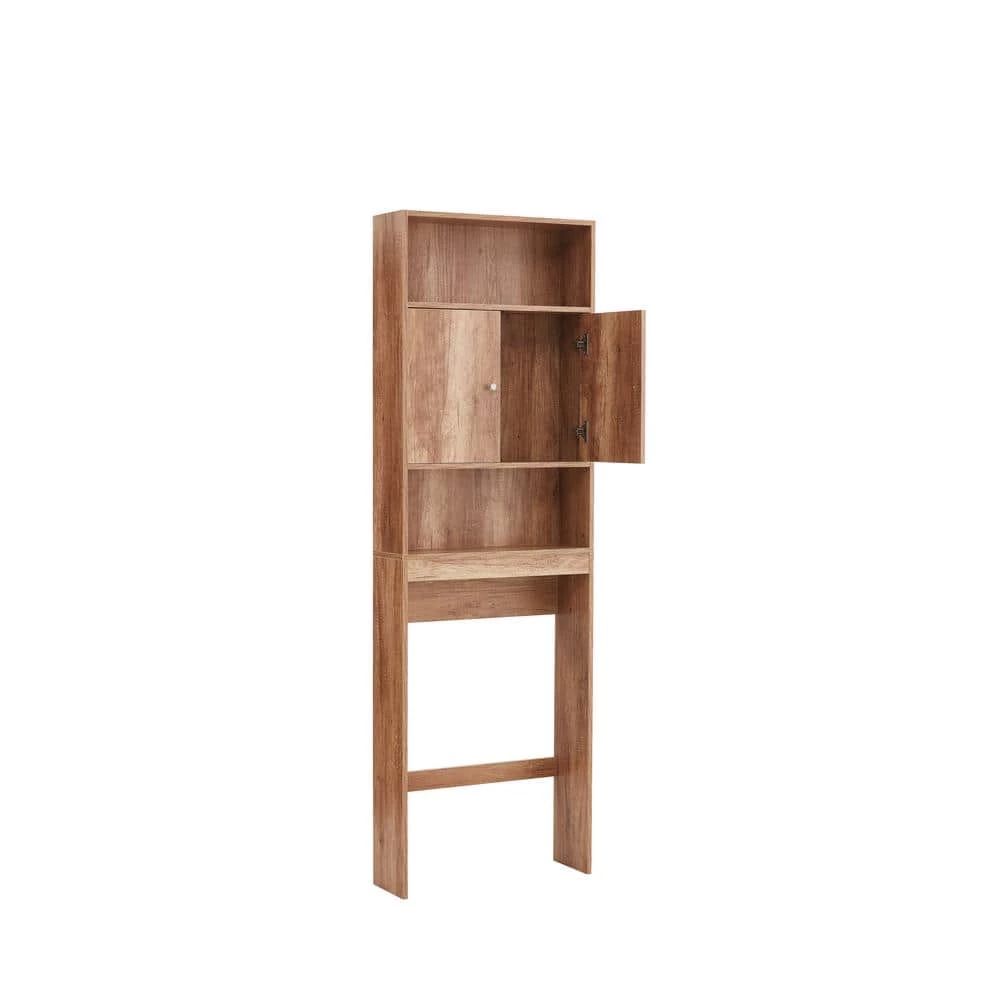 Aoibox 24.8 in. W x 7.87 in. D x 76.77 in. H Brown MDF Bathroom Over-the-Toilet Storage, with 3-Shelves and 1-Cabinet 7 Aoibox 24.8 in. W x 7.87 in. D x 76.77 in. H Brown MDF Bathroom Over-the-Toilet Storage, with 3-Shelves and 1-Cabinet - Image 5