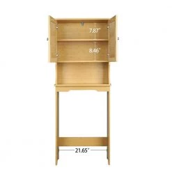 Aoibox 23.62 in. W x 62.4 in. H x 9.06 in. D Brown Bamboo Bathroom Over-the-Toilet Storage, Washing Machine Rack, 3-Shelves -Toilet Storage Shop brown over the toilet storage snmx3354 77 1000