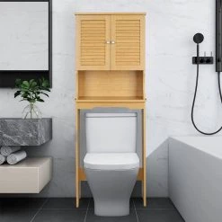 Cadeninc 23.62 in. W x 62.21 in. H x 8.98 in. D Brown Bamboo Over-the-Toilet Storage -Toilet Storage Shop brown over the toilet storage spk lqw1 4049 4f 1000