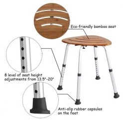 WELLFOR Fan Shaped 19 in. W x 14 in. D Bamboo Adjustable Tub and Shower Seat in Brown 15 WELLFOR Fan Shaped 19 in. W x 14 in. D Bamboo Adjustable Tub and Shower Seat in Brown -Toilet Storage Shop brown shower seats ba hpy 7007 1f 1000