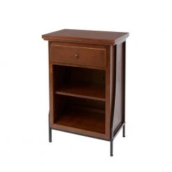 Silverwood Furniture Reimagined Leighton Bathroom Collection 23.75 in. W 2-Tier Floor Shelf with Drawer in Brown