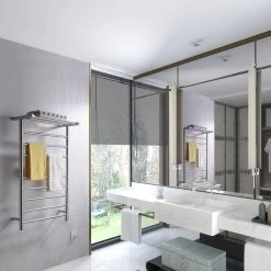 ANZZI Eve 8-Bar Stainless Steel Wall Mounted Electric Towel Warmer Rack in Brushed Nickel -Toilet Storage Shop brushed nickel anzzi towel warmers tw az012bn a0 1000