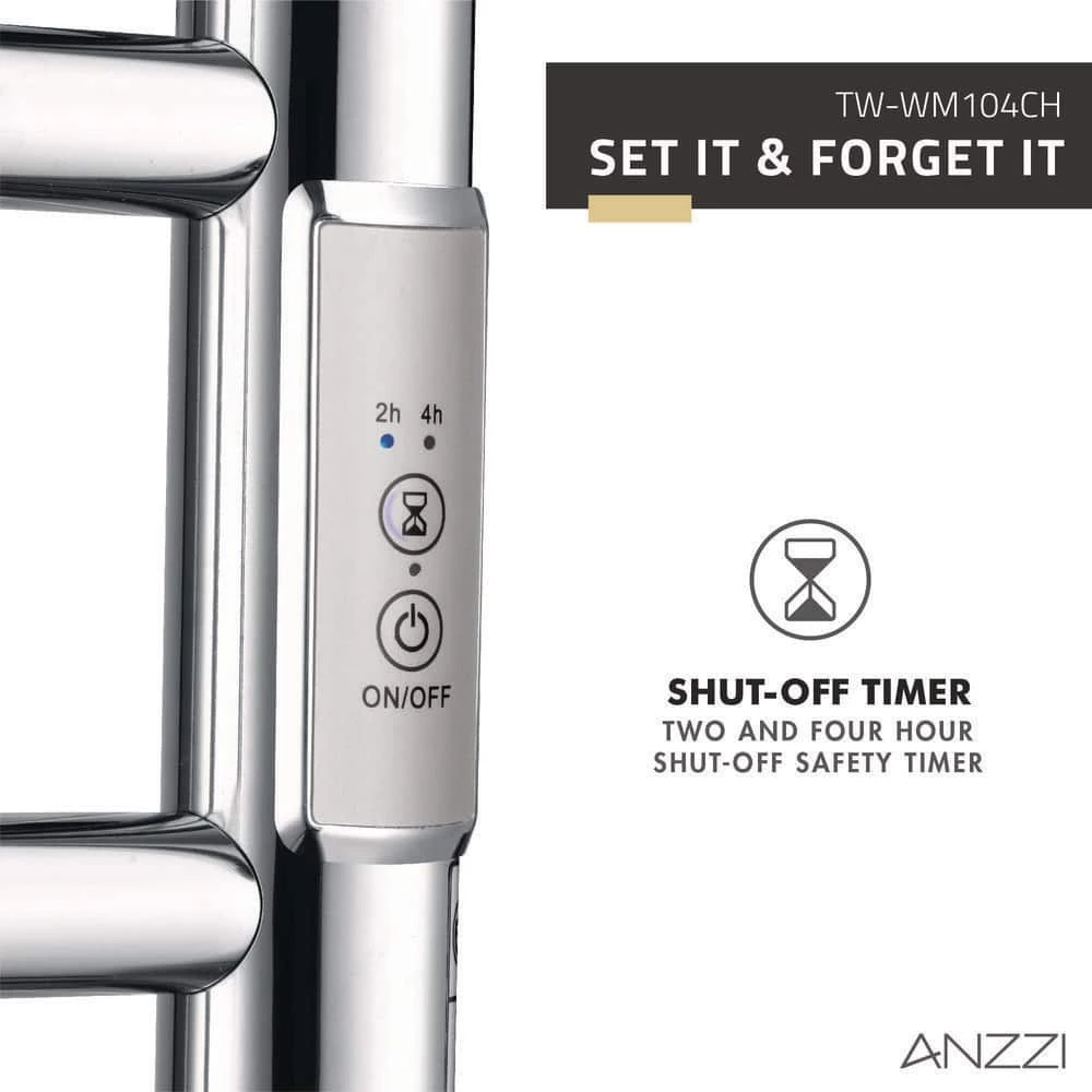 ANZZI Crete 10-Bar Stainless Steel Wall Mounted Towel Warmer Rack with Polished Chrome Finish 4 ANZZI Crete 10-Bar Stainless Steel Wall Mounted Towel Warmer Rack with Polished Chrome Finish - Image 2