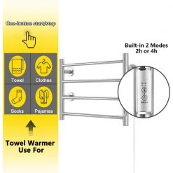Unbranded 4 Bars Wall Mounted Heated Towel Racks with Timer Brushed Silver 12 Unbranded 4 Bars Wall Mounted Heated Towel Racks with Timer Brushed Silver -Toilet Storage Shop brushed silver towel warmers cuutmy sliv 1f 1000