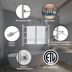 Unbranded 4 Bars Wall Mounted Heated Towel Racks with Timer Brushed Silver 11 Unbranded 4 Bars Wall Mounted Heated Towel Racks with Timer Brushed Silver -Toilet Storage Shop brushed silver towel warmers cuutmy sliv 4f 1000