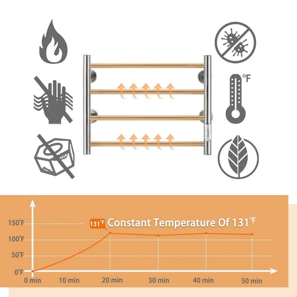 Unbranded 4 Bars Wall Mounted Heated Towel Racks with Timer Brushed Silver 9 Unbranded 4 Bars Wall Mounted Heated Towel Racks with Timer Brushed Silver - Image 7