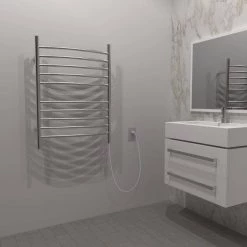 Amba Radiant Curved 10-Bar Plug-In Electric Towel Warmer in Brushed Stainless Steel -Toilet Storage Shop brushed stainless steel amba towel warmers rwp cb 1d 1000