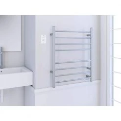 Ancona Prestige Dual 8-Bar Hardwired and Plug-in Electric Towel Warmer in Brushed Stainless Steel with Wall Countdown Timer -Toilet Storage Shop brushed stainless steel ancona towel warmers an 5322 twcd01 40 1000