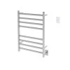 Ancona Prima Dual Extended 8-Bar Hardwired and Plug-In Electric Towel Warmer in Brushed Stainless Steel with Countdown Timer