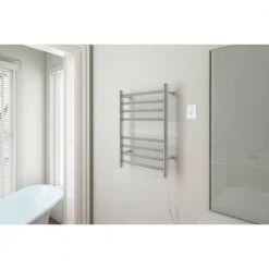 Ancona Prima Dual Extended 8-Bar Hardwired and Plug-In Electric Towel Warmer in Brushed Stainless Steel with Countdown Timer -Toilet Storage Shop brushed stainless steel ancona towel warmers an 5430 twcd01 66 1000