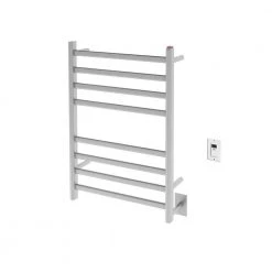 Ancona Prima Dual Extended 8-Bar Hardwired and Plug-in Electric Towel Warmer in Brushed Stainless Steel with Timer