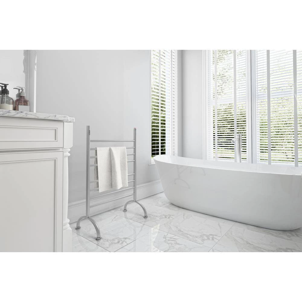 Ancona Essentia OBT 8-Bar Electric Floor Mount Towel Warmer with Integrated On-Board Timer in Brushed Stainless Steel 4 Ancona Essentia OBT 8-Bar Electric Floor Mount Towel Warmer with Integrated On-Board Timer in Brushed Stainless Steel - Image 2