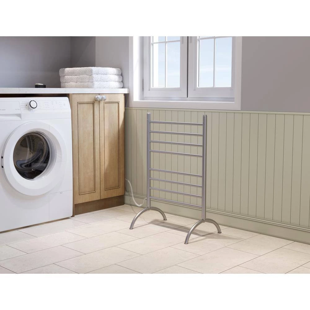 Ancona Essentia 8-Bar Freestanding Plug-in Towel Warmer in Brushed Stainless Steel 4 Ancona Essentia 8-Bar Freestanding Plug-in Towel Warmer in Brushed Stainless Steel - Image 3